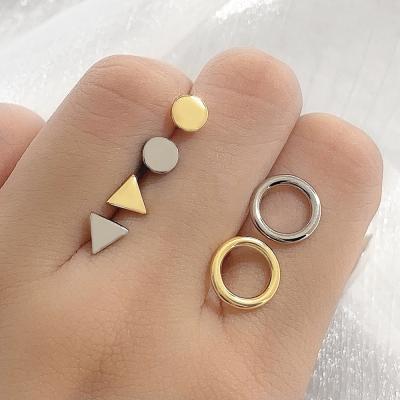 China FASHIONABLE triangle gold stud earrings round statement earrings gold plated for sale