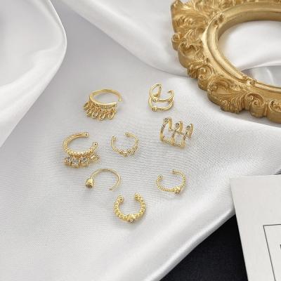 China FASHIONABLE Wholesale Cubic Zirconia Earcuff Factory 18k Gold Minimalist Korean Cuff Earrings for sale