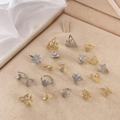 China FASHIONABLE Wholesale Zircon Earcuff Factory Jewelry Aotu 18k Gold Korean Cuff Earrings for sale