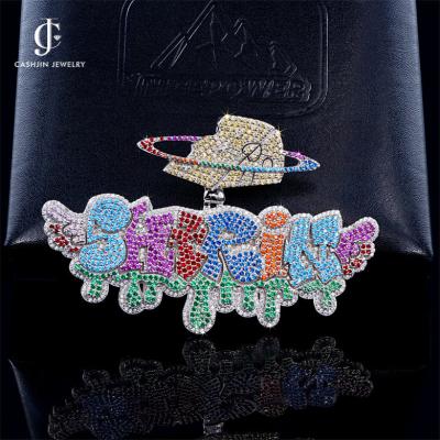 China Custom Rainbow Alphabet Cashijin Personality Trend Hip Hop Fine Polishing Pendant Necklace for sale