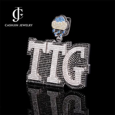 China TTG Good Quality Alphabet Hip Hop Vvs Moissanite Hip Hop Fine Polishing Custom Pendant Necklace for sale