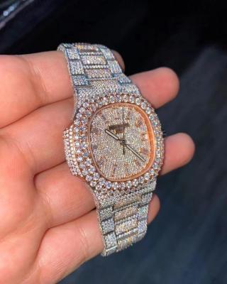 China Premium VVS Mens Iced Out Custom White Moissanite Diamond Bezel Custom Watch For Men And Women for sale