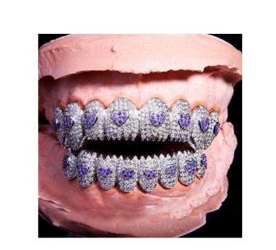 China Deep Cut VVS Teeth Grillz Moissanite Diamond Teeth Mouth Hip Hop Hip Hop Jewelry Ice Cubes Custom Solid Thick Silver Gold Tops Jewelry for sale