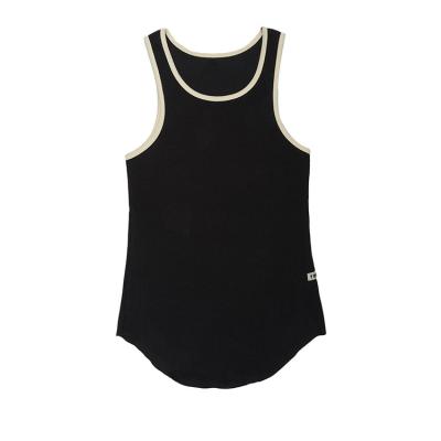 China Custom Logo Cotton Contrast Binding Slim QUICK DRY Fitted Mens Gym Basic Tank Tops for sale