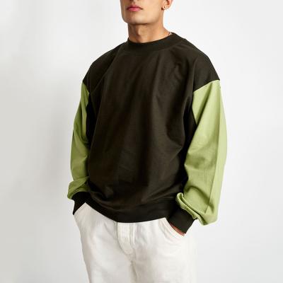 China Anti-Wrinkle 300GSM Cotton Polyester Dropped Shoulder Color Block Sweatshirts Oversized Men for sale