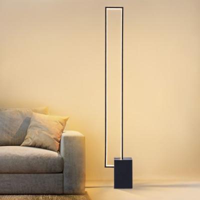 China Modern Nordic Standing Contemporary Smart Square Led Strip Floor Light Corner Modern Marble Black Floor Lamp Warm White for sale