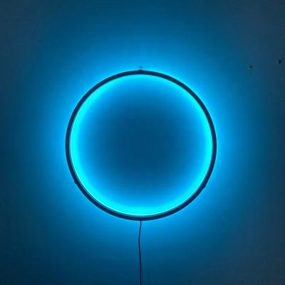 China Modern Simple Led Circle Wall Light RGB Color Changing Minimal Halo Aluminum Bedroom Round Hollow Wall Lamp for sale