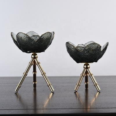 China Gold Handcrafted Modern Wholesale Luxury Table Candle Holder Vintage Home Decorations Decorative Glass Accessories for sale