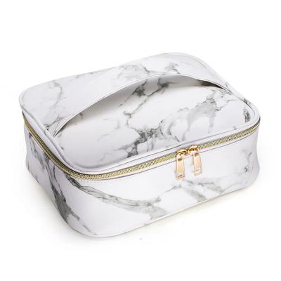 China Multi-Functional Marble Portable Makeup Bag Beauty Makeup Case Storage Fashoion Travel Cosmetic Bag for sale