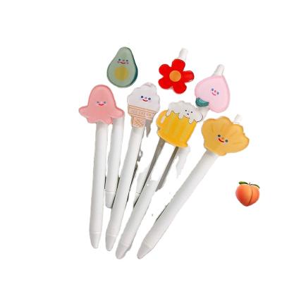 China Korean simple cute cute promotion avocado pressing pen cartoon flower shell gel pen black sign office stationery BG261 for sale