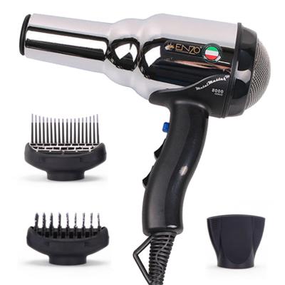 China Wholesale Professional ENZO High Power Salon Silver Comb Metal Hair Dryer Stainless Steel Household Travel Ionic Hotel Hair Dryer for sale