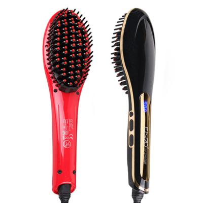 China ENZO Best Selling Adjustable Temperature Heat Flat Iron Comb Electric Ceramic Paddle Hair Straightening Brush with LCD Digital Display for sale