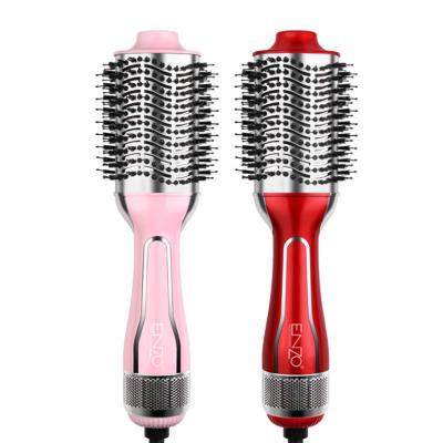 China ENZO New Design Professional Small Ionic Rotating Hot Air Hair Dryer and Volumizer Electric Heating Brush Styler Comb One Step Brush for sale