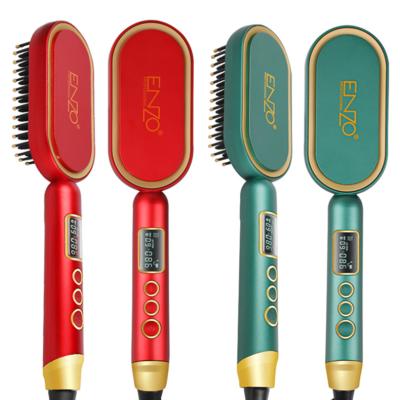 China ENZO Palette Hot Selling Newest Logo Custom Ionic Hair Blow Electric One Step Dryer and Styler Enhanced Hair Straightener Brush for sale