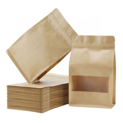 China Reusable Recyclable Matte Window Food Storage Bags Sealing Kraft Paper Zipper Pouch For Nuts Coffee Beans Tea for sale