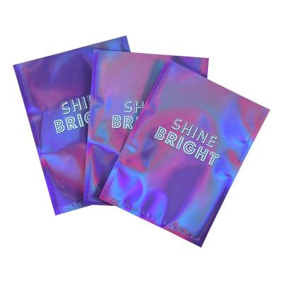 China Smell Proof 3 Side Sealed Moisture Proof Hologram Zip Lock Mylar Bags For Food for sale