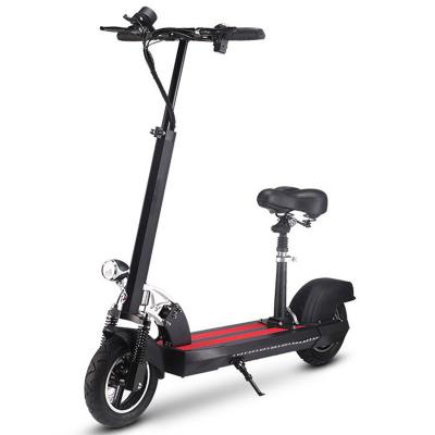 China Unisex 10inch Lightweight And Fast Folding Aluminum Alloy Black Sit Or Stand Scooter With Seat Two Wheel And Electric For Adult for sale