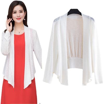 China 2021 Summer Slim Viable Women's Long Sleeve Blouse Sun Protection Air Conditioning Shirt Short Skirt Shawl Cardigan Jacket Plus Size for sale