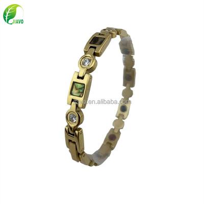 China Other Titanium Steel Gold Plated Shell Diamond Bracelet For Healing With Gift Box for sale