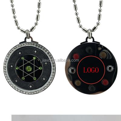 China FASHIONABLE Round Stainless Steel Hexagram Pattern Green Color Silver Pendant Diamond Necklace With Box for sale