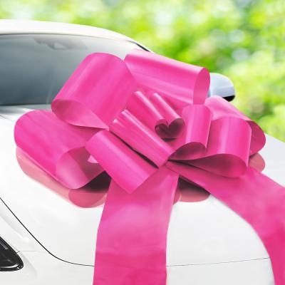 China Wholesale Sweet 30 Inch Giant Favor Car Hangers Magnetic Pink Ribbon Car Bow For Wedding for sale