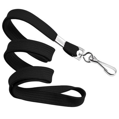 China Factory Wholesale Soft Black Extra Soft Water Resistant Flat Undetached Lanyard for sale