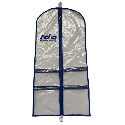 China Storage 46x94cm PVC Dance Costume Clear Garment Bag With Pockets Dance Garment Bag Personalized Clear Garment Bag With ID Pocket for sale