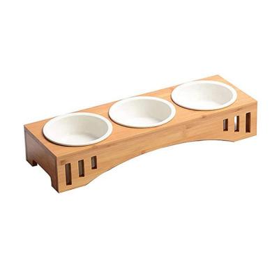 China Sustainable Hot Selling Solid Bamboo Pet Bowl Cat Food High Grade High Grade Bowl for sale