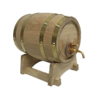 China Beautiful Vintage Natural Design Oak Metal Faucet Small Hot Selling Vertical Portable Wine Barrel for sale