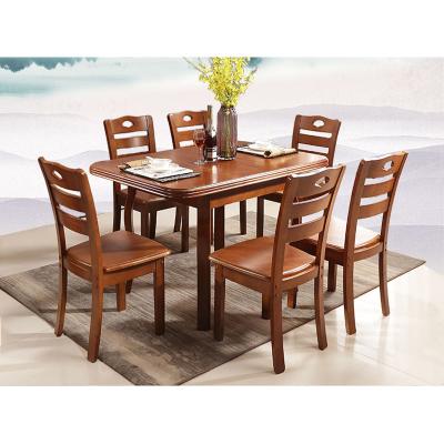 China Morden Cheap Solid Pine Dining Table Set 6 Chairs for sale