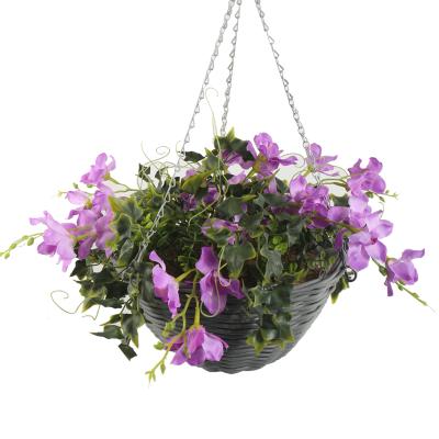 China Wholesale Traditional Hot Sale Artificial Silk Flower Basket For Party Outdoor Home Decoration Decoration Flower Hanging Basket for sale