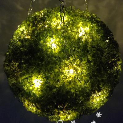 China Holiday Ceiling Safe Decoration Lighting Artificial Flower Ball Boxwood Hanging Ball With Led Light For Wedding Decor for sale