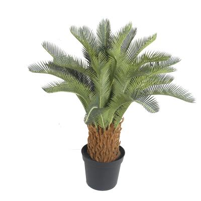 China Art Decor China Supplier Green Revoluta Palm Artificial Indoor and Outdoor Decorative Sago Cycad Palm Tree for sale