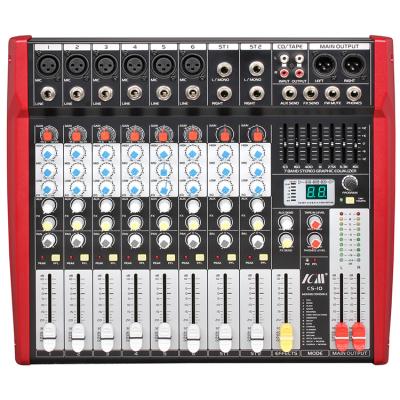 China New Design Audio 10 Channel Charging USB Microphone Sound Mixer CS-10 for sale