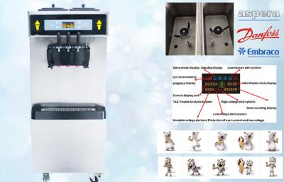 China Intelligenter System-Softeis-Verkaufäutomat, 38-55 Liter/Stunde, niedriger lauter, voller Edelstahl 304 Shell zu verkaufen