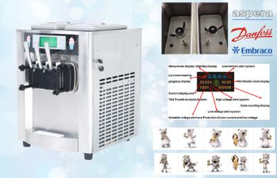 Chine Crème glacée supérieure de 3 saveurs faisant la machine, 18-25Liters par heure, grand écran de visualisation d'affichage à cristaux liquides, acier inoxydable Shell à vendre