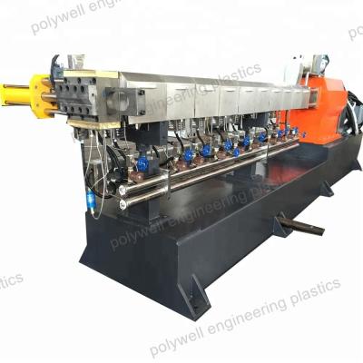 China Double Screw PA Raw Material Plastic Granulator Machine With Cutter PA66GF25 for sale