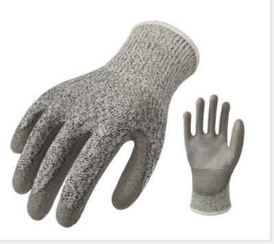 China Anti-impact Level 5 Cut Resistant Gloves PU Coated Protective Palm Grip Work Gloves for sale