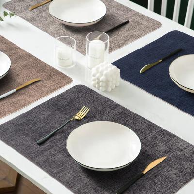 China Sustainable Chic Faux Leather Place Mats Waterproof Stylish Anti-Slip Washable Easy-to-Clean Heat Resistant Dining Table Mats For Kitchen for sale