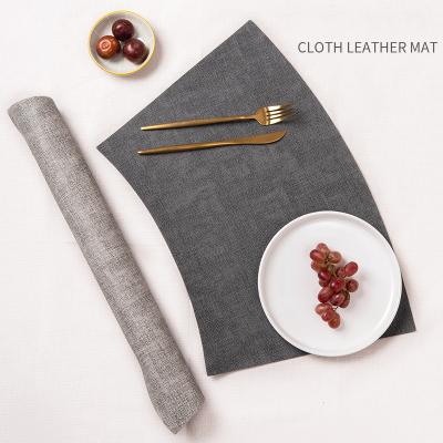 China Durable Fan-Shaped PU Leather Place Mats Chinese Style Waterproof Oil-Resistant Anti-Scald for Wedding Restaurant Dining Table Decor for sale