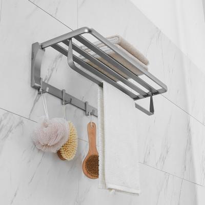 China PASSIONATE Gray Multifunctional Towel Rack Folding Towel Rack Anti-rust and Anti-corrosion Six-Piece Folding Towel Rack Set for sale