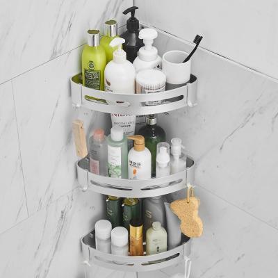 China Bolt Inserting Type - 2 Tier Aluminum Wall Mounted Bathroom Shower Organizer Shelf for sale