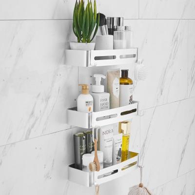 China Bolt Inserting Type No Space Bathroom Storage Shelf Shower Caddy Adhesive Shower Caddy Aluminum Shower Caddy Drilling Shelf for sale