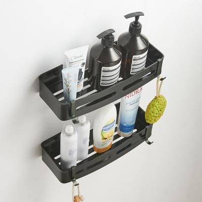 China Wall Mounted Type No Suction Cup Shower Caddy Mental Bathroom Organizer Basket Wall Mounted Drilling Shelf for sale