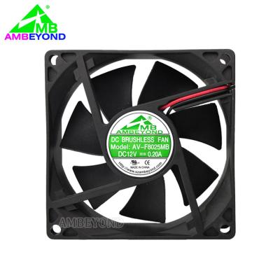 China Hot sale 80x80x25 24v 8cm 80x80 mm dc 8025 5v 12v 80mm filter two ball 80x80x25 24v 80mm high quality air flow brushless fan for sale