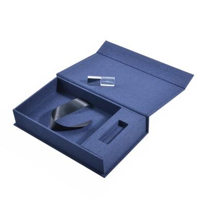 China Factory custom fabric photo folding canvas gift box with USB box for packaging for sale