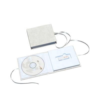 China Instant Magnet Closure Cotton Cloth CD DVD USB Drive Stick Album Canvas Packaging Box for sale