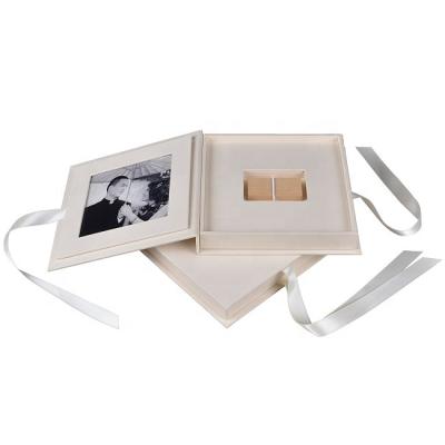 China Photo Viable Canvas Folio Fabric Book Wedding USB Drive Instant Packaging Box for sale