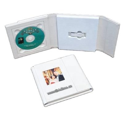 China Handmade White Wedding Leather CD DVD Case With USB Box for sale