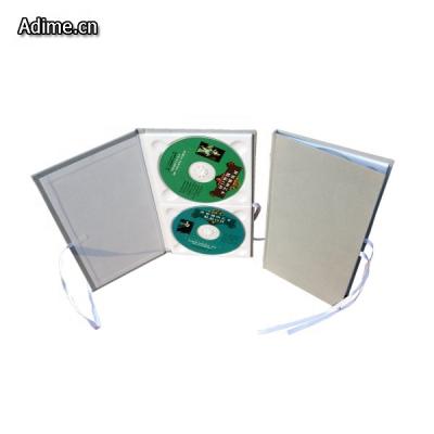 China Robbin Closure Fabric Closure Fabric Double CD DVD Case Holder Cover Album With Ribbon for sale